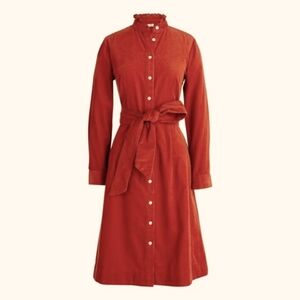 Corduroy Ruffle Neck Dress